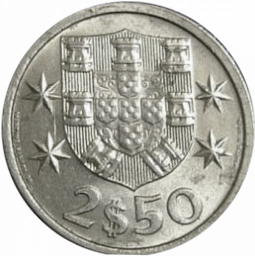2,50 Escudos Reverse Image minted in PORTUGAL in 1964 (1910-01 - República)  - The Coin Database