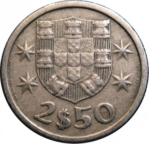 2,50 Escudos Reverse Image minted in PORTUGAL in 1968 (1910-01 - República)  - The Coin Database