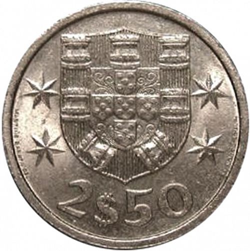 2,50 Escudos Reverse Image minted in PORTUGAL in 1982 (1910-01 - República)  - The Coin Database