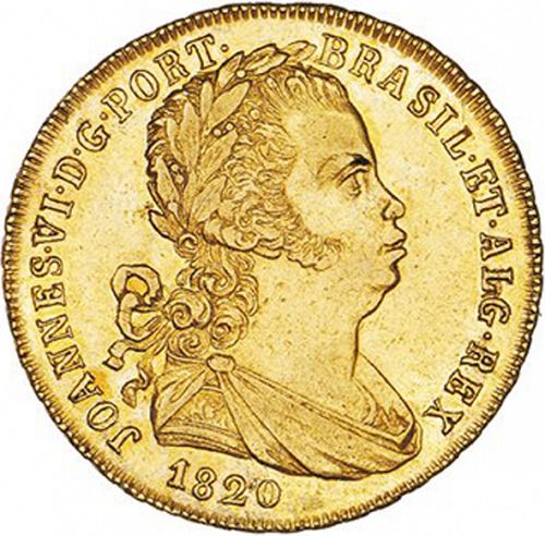 3200 Réis ( Meia Peça ) Obverse Image minted in PORTUGAL in 1820 (1816-26 - Joâo VI)  - The Coin Database