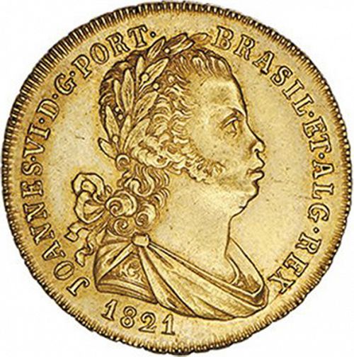 3200 Réis ( Meia Peça ) Obverse Image minted in PORTUGAL in 1821 (1816-26 - Joâo VI)  - The Coin Database