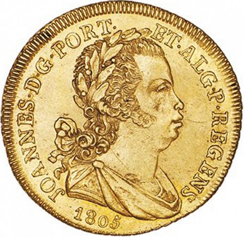 3200 Réis ( Meia Peça ) Obverse Image minted in PORTUGAL in 1805 (1799-16 - Joâo <small>- Príncipe Regente</small>)  - The Coin Database