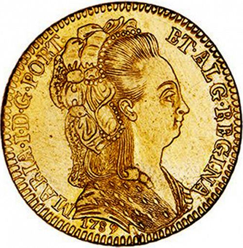 3200 Réis ( Meia Peça ) Obverse Image minted in PORTUGAL in 1789 (1786-99 - Maria I)  - The Coin Database