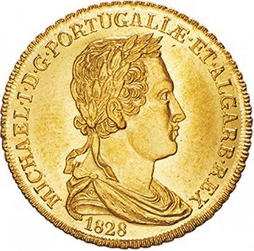 3750 Réis ( Meia Peça ) Obverse Image minted in PORTUGAL in 1828 (1828-34 - Miguel I)  - The Coin Database