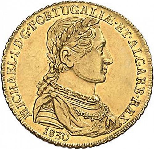 3750 Réis ( Meia Peça ) Obverse Image minted in PORTUGAL in 1830 (1828-34 - Miguel I)  - The Coin Database