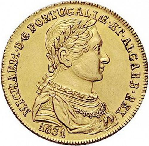 3750 Réis ( Meia Peça ) Obverse Image minted in PORTUGAL in 1831 (1828-34 - Miguel I)  - The Coin Database