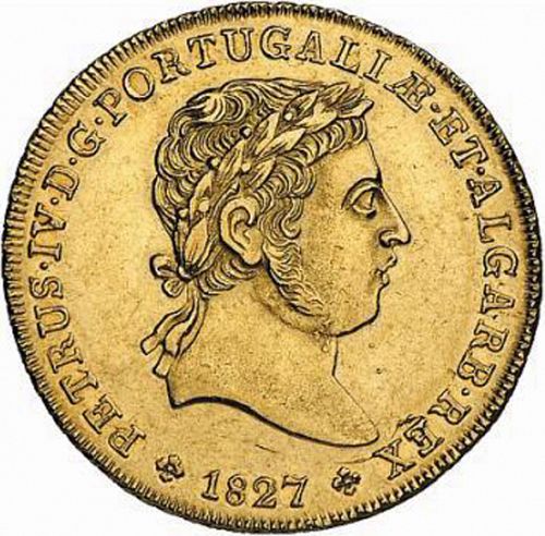 3750 Réis ( Meia Peça ) Obverse Image minted in PORTUGAL in 1827 (1826-28 - Pedro IV)  - The Coin Database