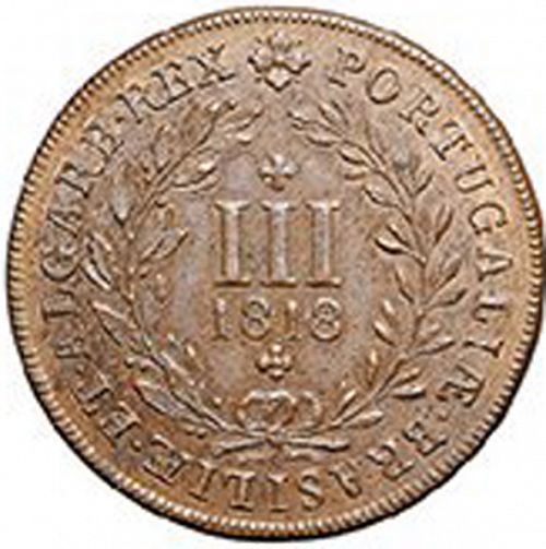 3 Réis Obverse Image minted in PORTUGAL in 1818 (1816-26 - Joâo VI)  - The Coin Database