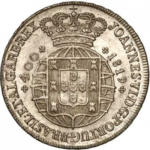 480 Réis ( Cruzado Novo ) Obverse Image minted in PORTUGAL in 1819 (1816-26 - Joâo VI)  - The Coin Database