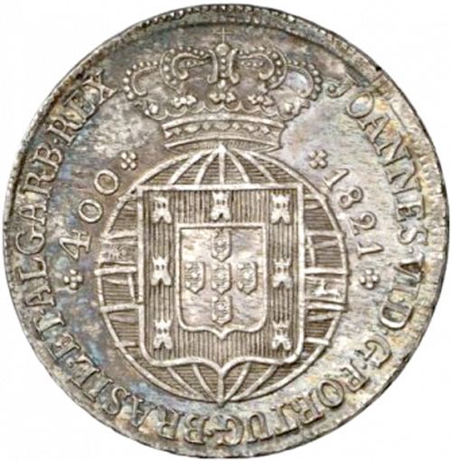 480 Réis ( Cruzado Novo ) Obverse Image minted in PORTUGAL in 1821 (1816-26 - Joâo VI)  - The Coin Database