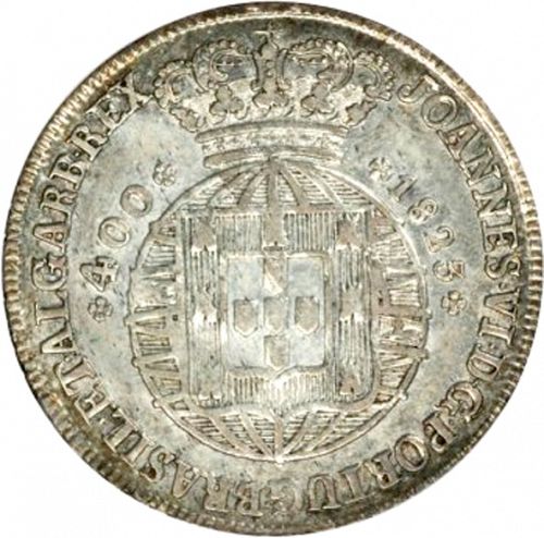 480 Réis ( Cruzado Novo ) Obverse Image minted in PORTUGAL in 1823 (1816-26 - Joâo VI)  - The Coin Database