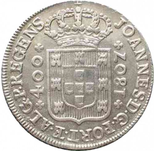 480 Réis ( Cruzado Novo ) Obverse Image minted in PORTUGAL in 1807 (1799-16 - Joâo <small>- Príncipe Regente</small>)  - The Coin Database
