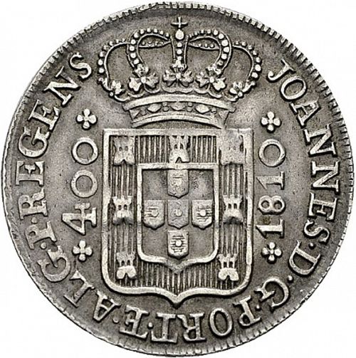 480 Réis ( Cruzado Novo ) Obverse Image minted in PORTUGAL in 1810 (1799-16 - Joâo <small>- Príncipe Regente</small>)  - The Coin Database