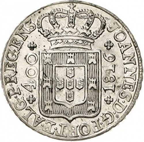 480 Réis ( Cruzado Novo ) Obverse Image minted in PORTUGAL in 1816 (1799-16 - Joâo <small>- Príncipe Regente</small>)  - The Coin Database