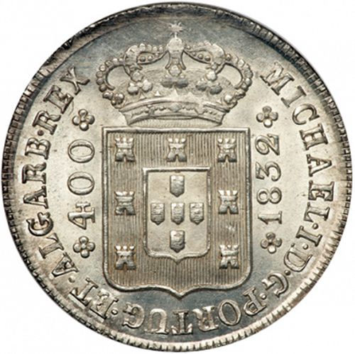 480 Réis ( Cruzado Novo ) Obverse Image minted in PORTUGAL in 1832 (1828-34 - Miguel I)  - The Coin Database