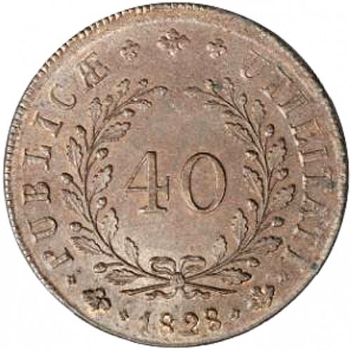 40 Réis Reverse Image minted in PORTUGAL in 1828 (1828-34 - Miguel I)  - The Coin Database