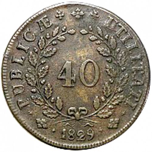 40 Réis Reverse Image minted in PORTUGAL in 1829 (1828-34 - Miguel I)  - The Coin Database