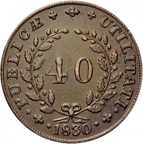 40 Réis Reverse Image minted in PORTUGAL in 1830 (1828-34 - Miguel I)  - The Coin Database