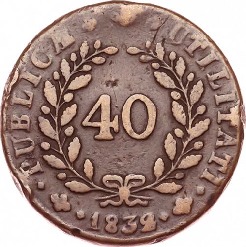 40 Réis Reverse Image minted in PORTUGAL in 1832 (1828-34 - Miguel I)  - The Coin Database