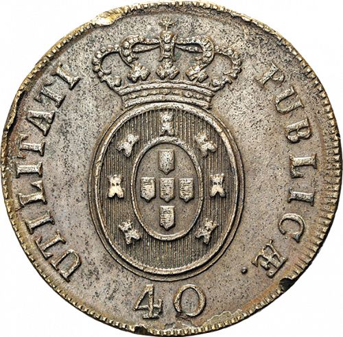 40 Réis Reverse Image minted in PORTUGAL in 1827 (1826-28 - Pedro IV)  - The Coin Database