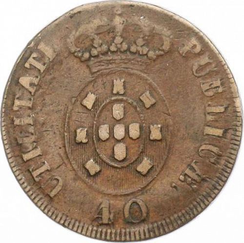 40 Réis Reverse Image minted in PORTUGAL in 1827 (1826-28 - Pedro IV)  - The Coin Database