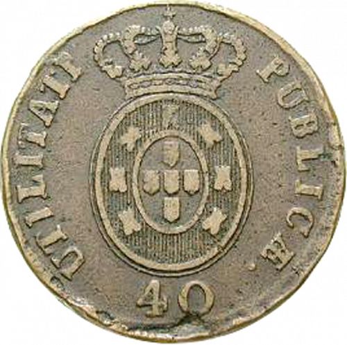 40 Réis Reverse Image minted in PORTUGAL in 1828 (1826-28 - Pedro IV)  - The Coin Database
