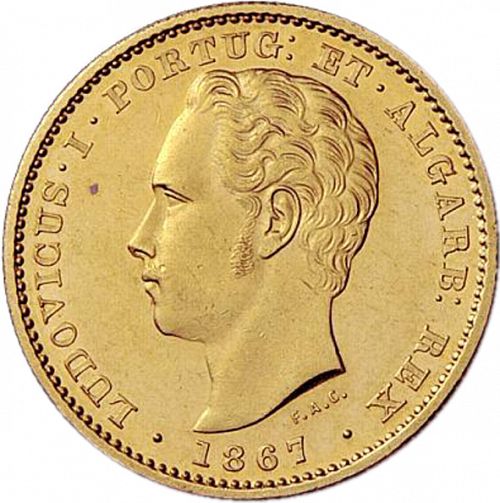 5000 Réis ( Meia Coroa ) Obverse Image minted in PORTUGAL in 1867 (1861-89 - Luis I)  - The Coin Database
