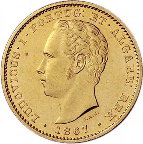 5000 Réis ( Meia Coroa ) Obverse Image minted in PORTUGAL in 1867 (1861-89 - Luis I)  - The Coin Database