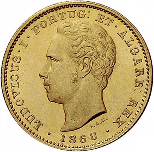 5000 Réis ( Meia Coroa ) Obverse Image minted in PORTUGAL in 1868 (1861-89 - Luis I)  - The Coin Database