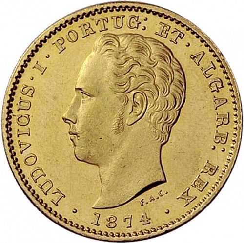 5000 Réis ( Meia Coroa ) Obverse Image minted in PORTUGAL in 1874 (1861-89 - Luis I)  - The Coin Database