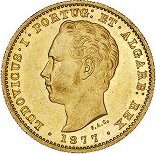 5000 Réis ( Meia Coroa ) Obverse Image minted in PORTUGAL in 1877 (1861-89 - Luis I)  - The Coin Database