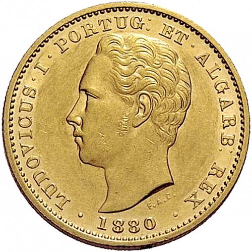 5000 Réis ( Meia Coroa ) Obverse Image minted in PORTUGAL in 1880 (1861-89 - Luis I)  - The Coin Database