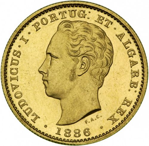 5000 Réis ( Meia Coroa ) Obverse Image minted in PORTUGAL in 1886 (1861-89 - Luis I)  - The Coin Database