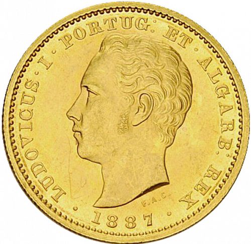 5000 Réis ( Meia Coroa ) Obverse Image minted in PORTUGAL in 1887 (1861-89 - Luis I)  - The Coin Database