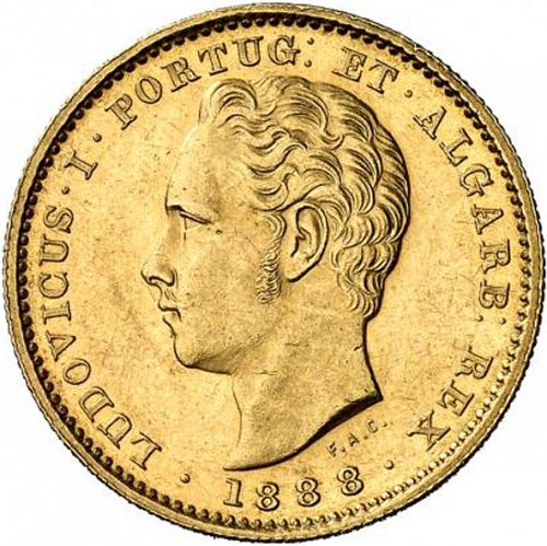 5000 Réis ( Meia Coroa ) Obverse Image minted in PORTUGAL in 1888 (1861-89 - Luis I)  - The Coin Database