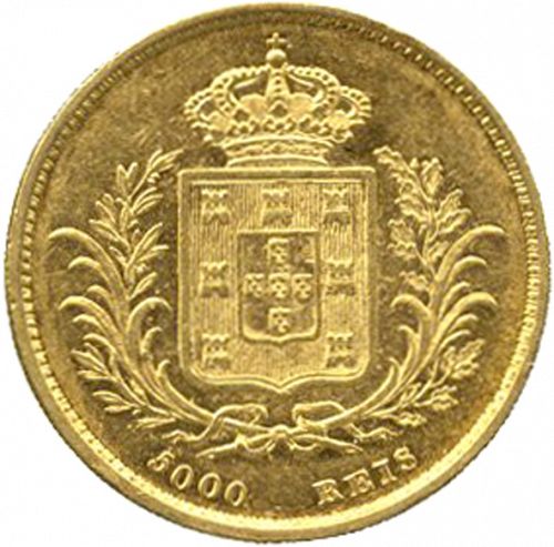 5000 Réis ( Meia Coroa ) Reverse Image minted in PORTUGAL in 1863 (1861-89 - Luis I)  - The Coin Database