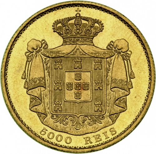 5000 Réis ( Meia Coroa ) Reverse Image minted in PORTUGAL in 1886 (1861-89 - Luis I)  - The Coin Database