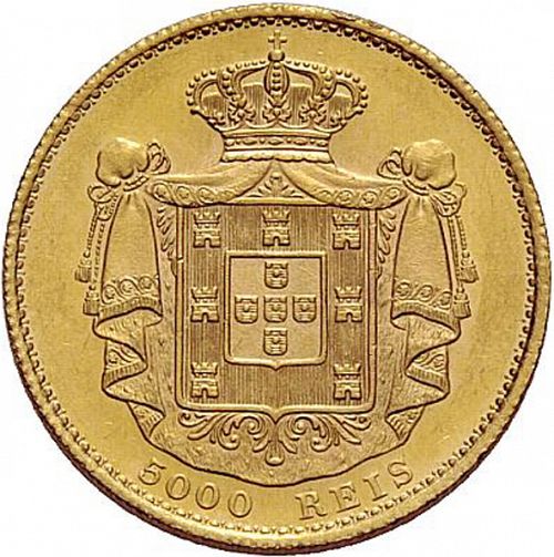 5000 Réis ( Meia Coroa ) Reverse Image minted in PORTUGAL in 1889 (1861-89 - Luis I)  - The Coin Database