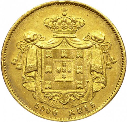 5000 Réis ( Meia Coroa ) Reverse Image minted in PORTUGAL in 1860 (1853-61 - Pedro V)  - The Coin Database