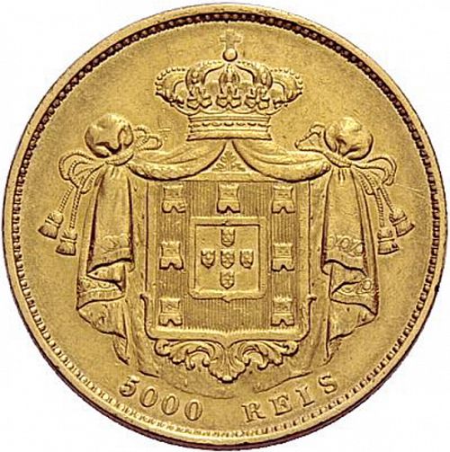 5000 Réis ( Meia Coroa ) Reverse Image minted in PORTUGAL in 1861 (1853-61 - Pedro V)  - The Coin Database