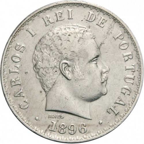 500 Réis ( Cinco Tostôes ) Obverse Image minted in PORTUGAL in 1896 (1889-08 - Carlos I)  - The Coin Database