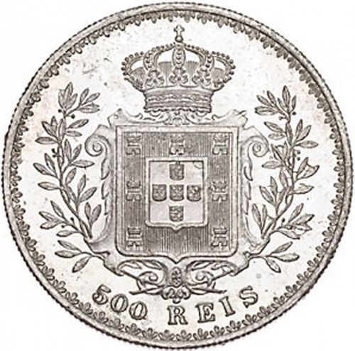 500 Réis ( Cinco Tostôes ) Reverse Image minted in PORTUGAL in 1893 (1889-08 - Carlos I)  - The Coin Database
