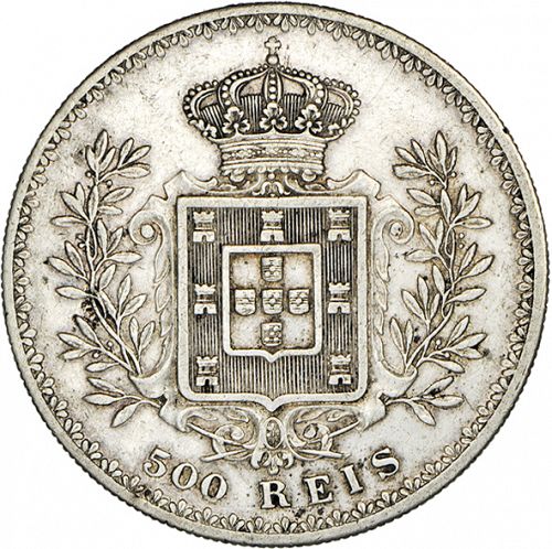 500 Réis ( Cinco Tostôes ) Reverse Image minted in PORTUGAL in 1894 (1889-08 - Carlos I)  - The Coin Database