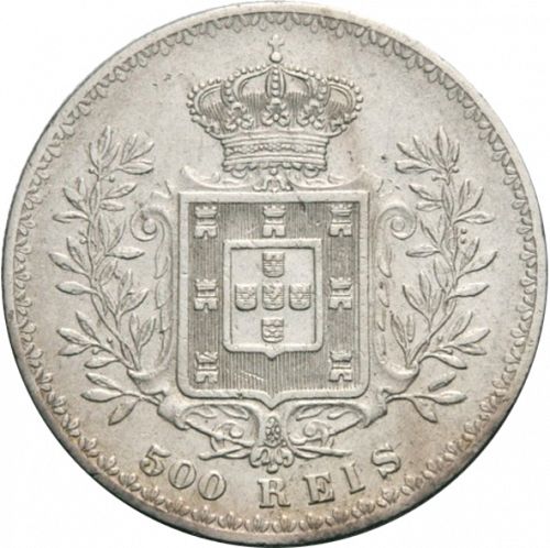 500 Réis ( Cinco Tostôes ) Reverse Image minted in PORTUGAL in 1896 (1889-08 - Carlos I)  - The Coin Database