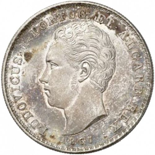 500 Réis ( 5 Tostôes ) Obverse Image minted in PORTUGAL in 1867 (1861-89 - Luis I)  - The Coin Database