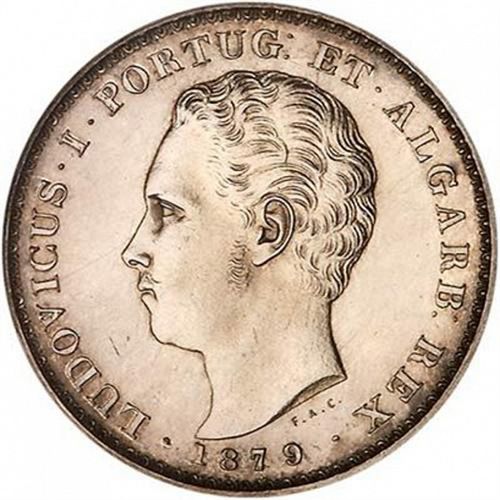 500 Réis ( 5 Tostôes ) Obverse Image minted in PORTUGAL in 1879 (1861-89 - Luis I)  - The Coin Database