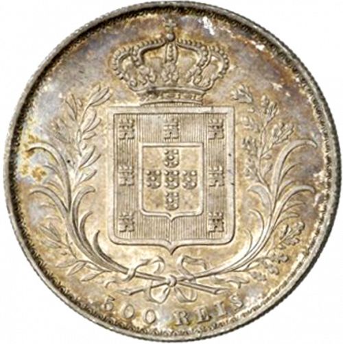 500 Réis ( 5 Tostôes ) Reverse Image minted in PORTUGAL in 1867 (1861-89 - Luis I)  - The Coin Database