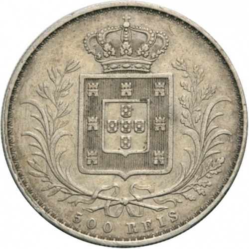 500 Réis ( 5 Tostôes ) Reverse Image minted in PORTUGAL in 1888 (1861-89 - Luis I)  - The Coin Database