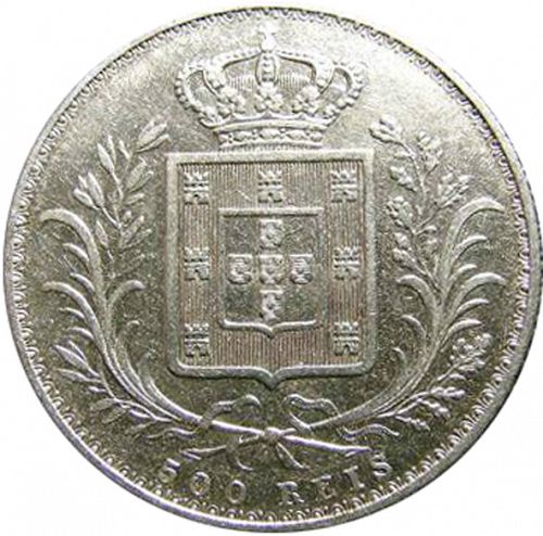 500 Réis ( 5 Tostôes ) Reverse Image minted in PORTUGAL in 1889 (1861-89 - Luis I)  - The Coin Database