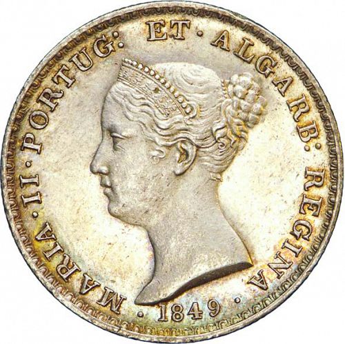 500 Réis ( 5 Tostôes ) Obverse Image minted in PORTUGAL in 1849 (1835-53 - Maria II <small> - Decimal Coinage</small>)  - The Coin Database